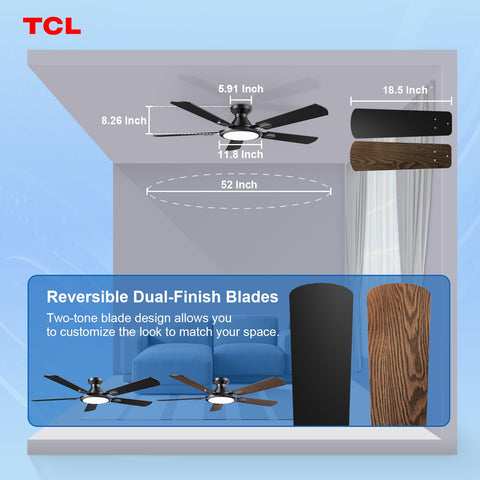 TCL dual-sided blades in black and walnut for versatile decor