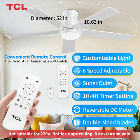 TCL flush-mount design saves headroom in low-ceiling rooms.