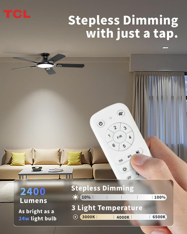 TCL flush-mount design emphasizes space-saving fit for low-ceiling rooms