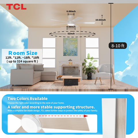 TCL remote control provides six fan speeds and light options.