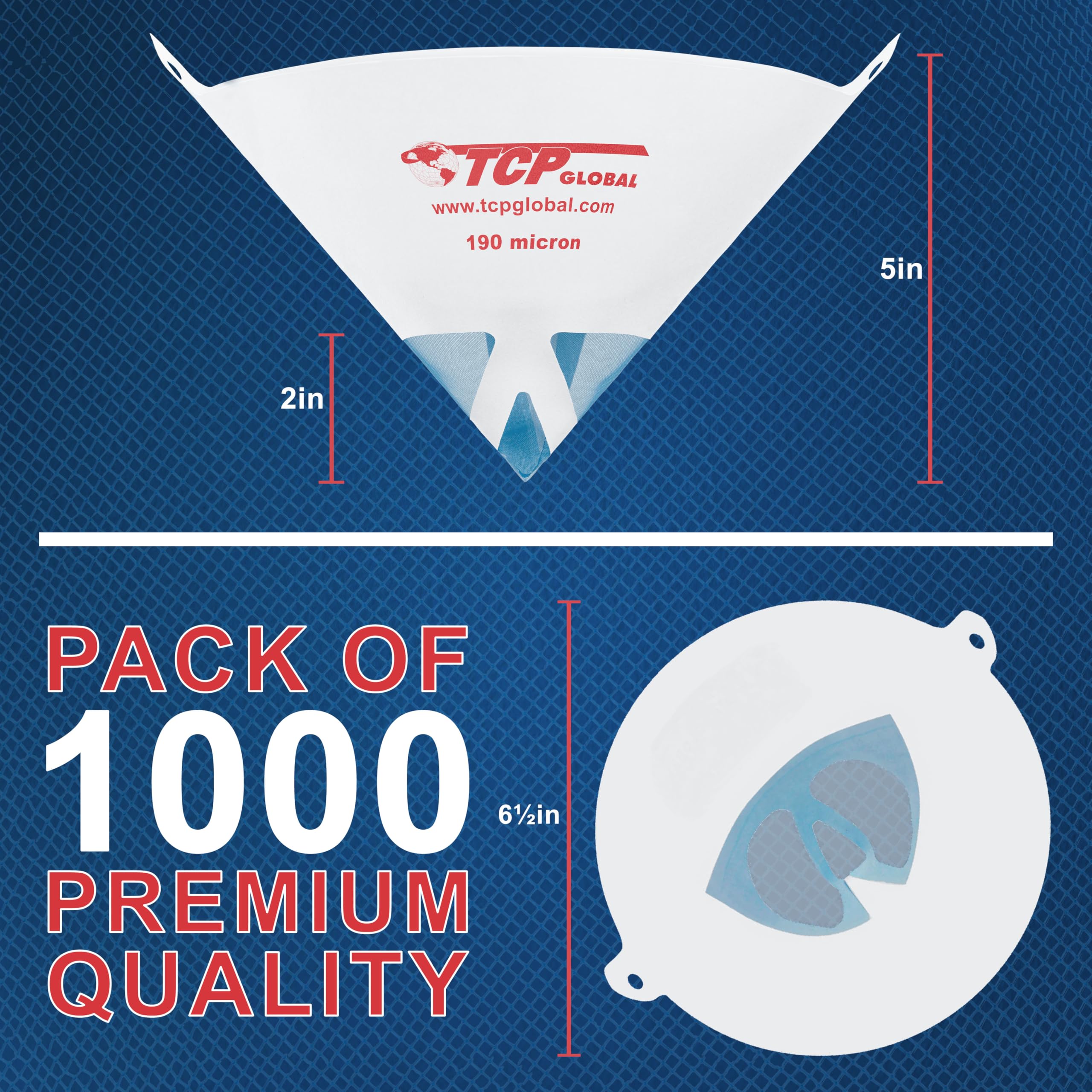 Blue nylon mesh cone from TCP Global improves spray flow and filtration