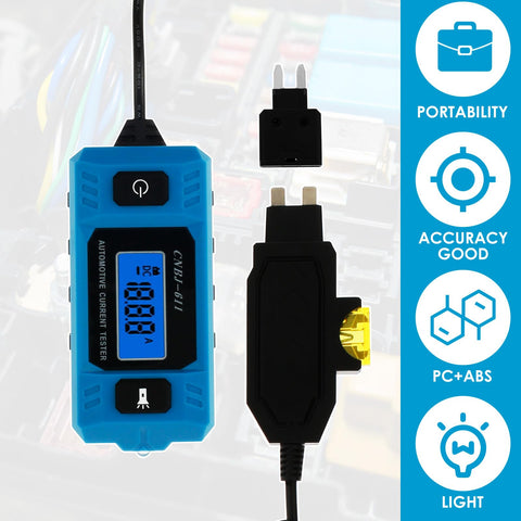 Tcwhniev digital readout shows real time current measurements