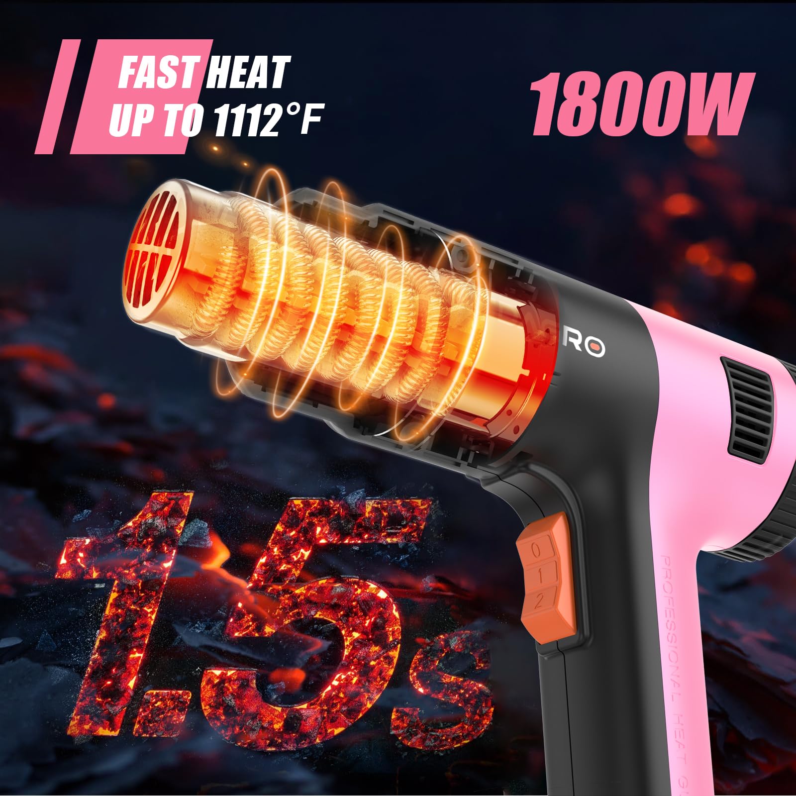 TDAGRO heat gun temperature control offers seven settings for versatility.