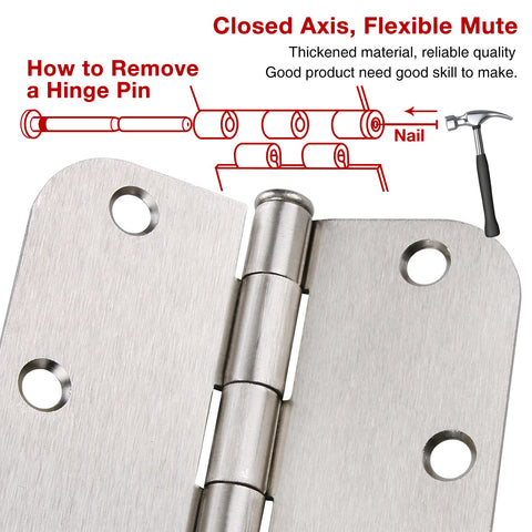 TDCHINGES brushed satin nickel 3-1/2 inch door hinges for smooth operation.