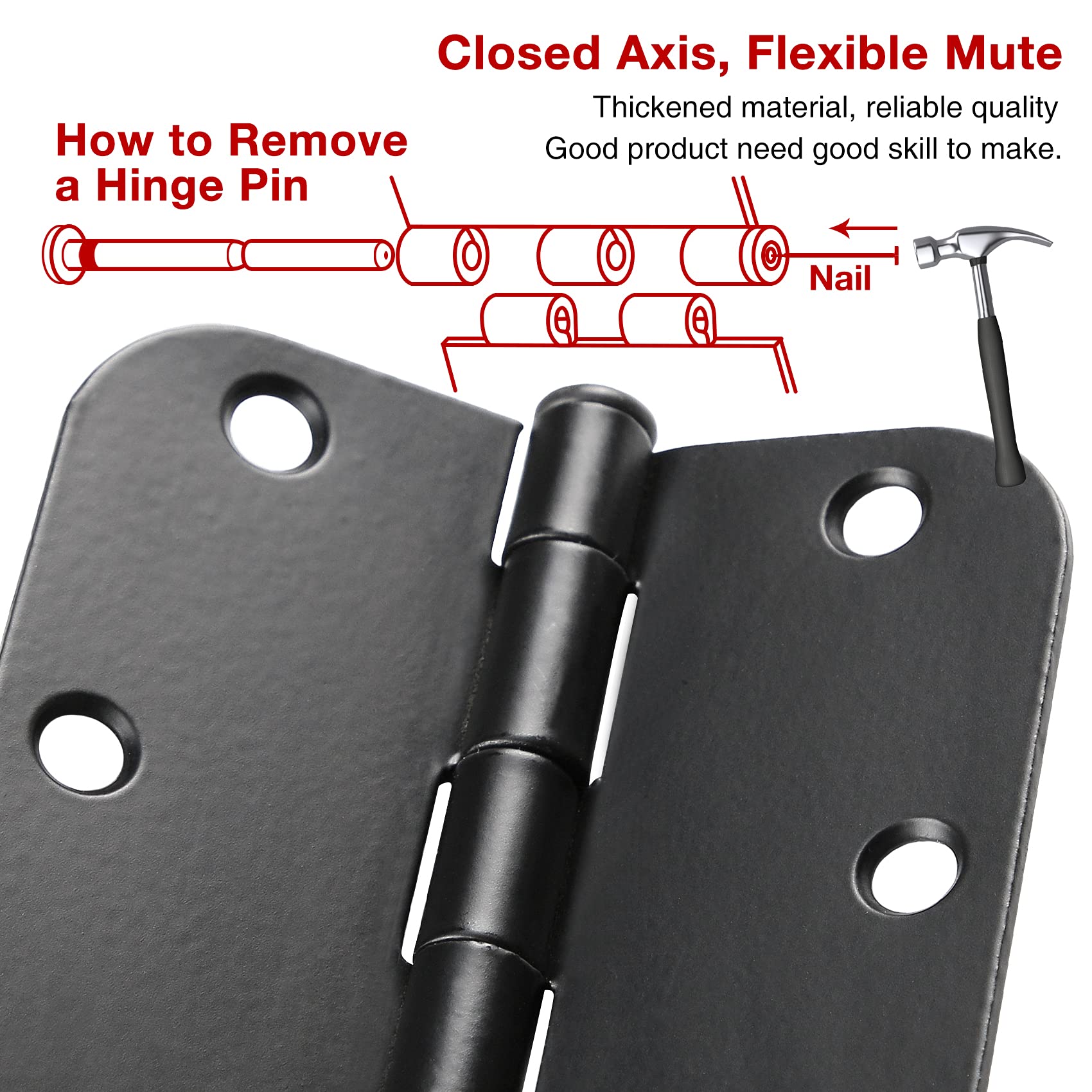 TDCHINGES flat-iron hinge side view, fits 3.5‑inch doors