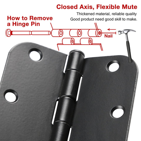 TDCHINGES flat-iron hinge side view, fits 3.5‑inch doors