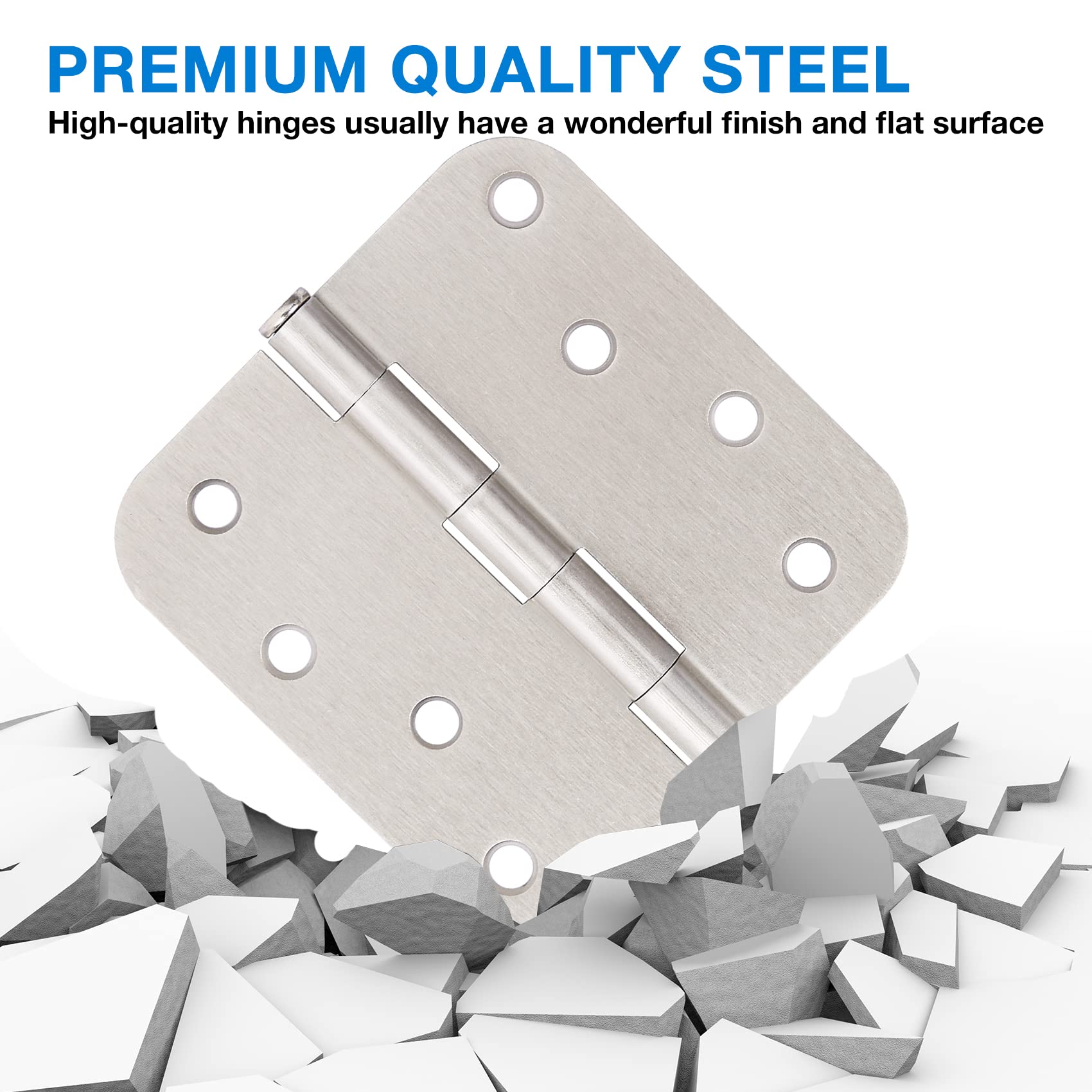 TDCHINGES heavy-duty door hinge 4x4, satin nickel finish for long-lasting use.