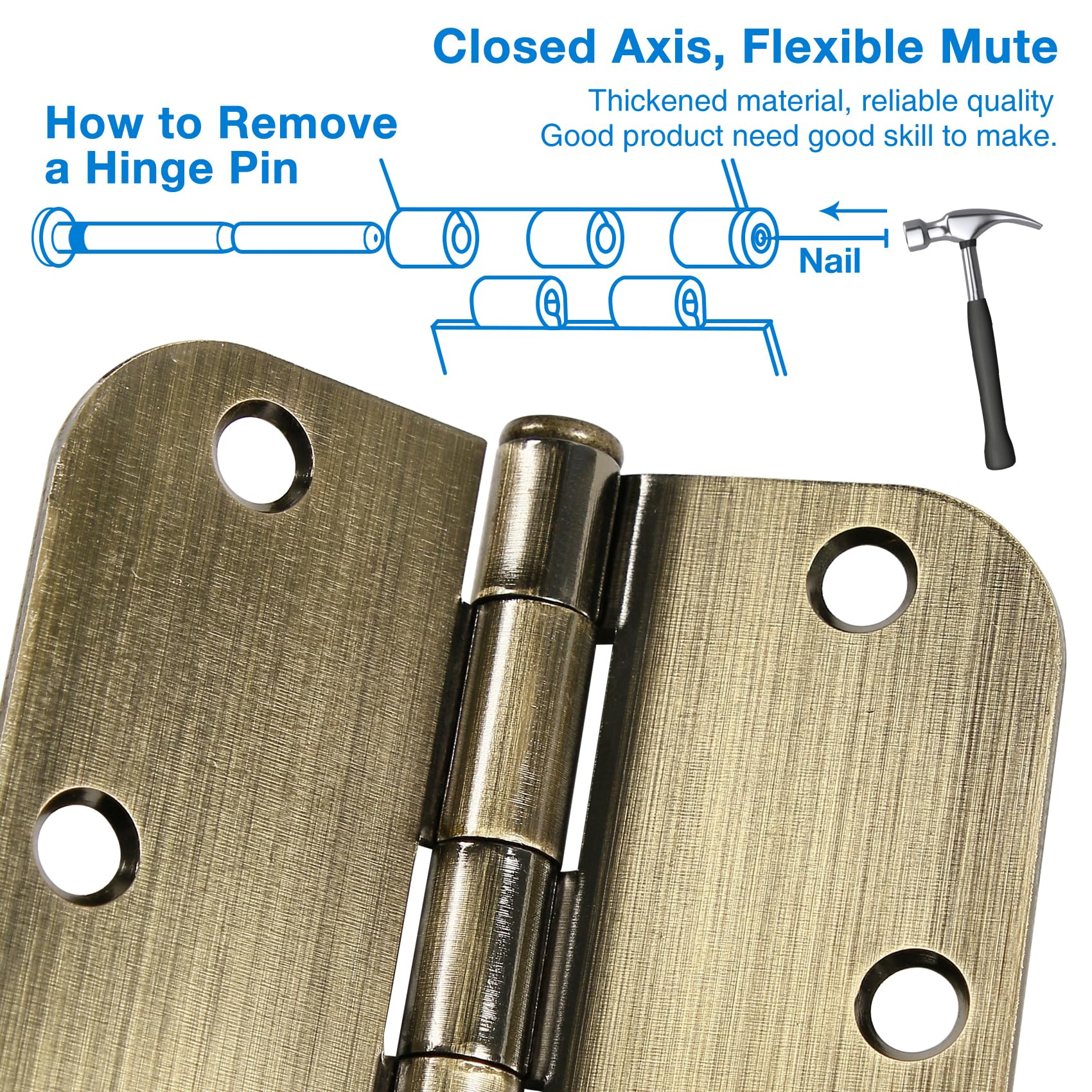 TDCHINGES heavy-duty hinge 3.5 inch round radius supports heavy doors and long-lasting use.