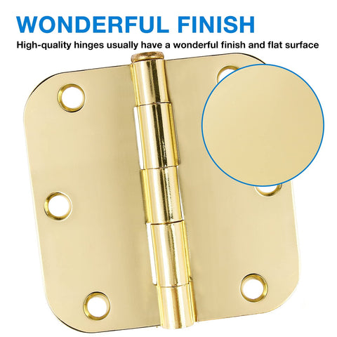 TDCHINGES polished brass door hinge 3.5-inch side view highlights robust mortise design.