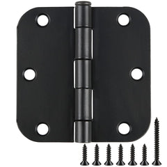 TDCHINGES rounded matte black hinge, front view, ideal for interior doors
