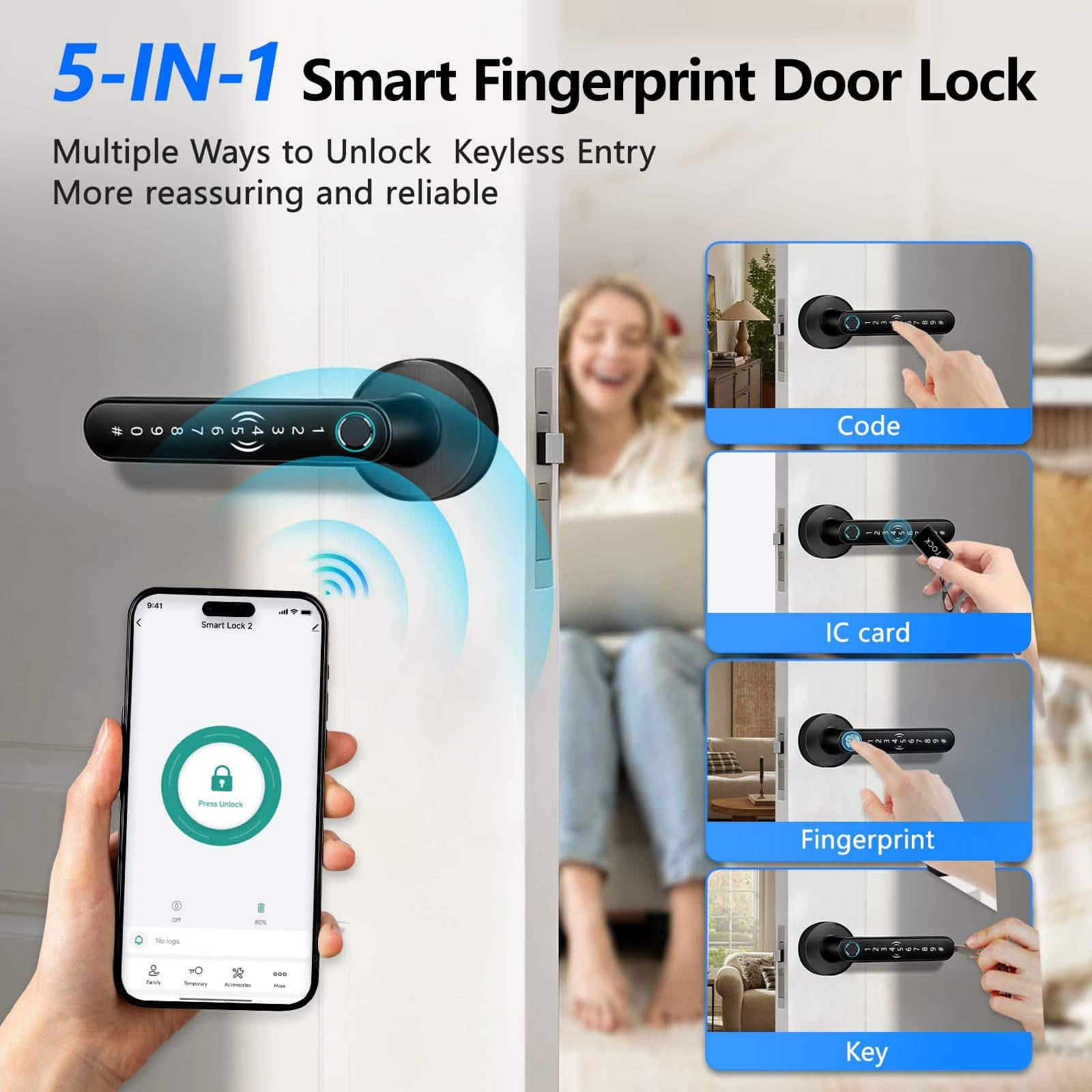 TDMALE door lock installation in progress demonstrates easy, tool-free setup