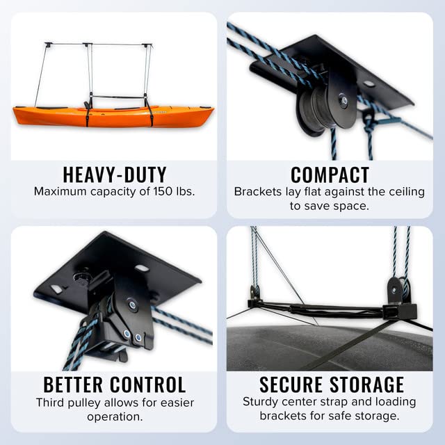 Teal Triangle pulley lift system demonstrating smooth operation for heavy items.