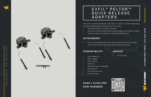 Team Wendy EXFIL Peltor Quick Release Adapter compatible with COMTAC systems for flexible setup.