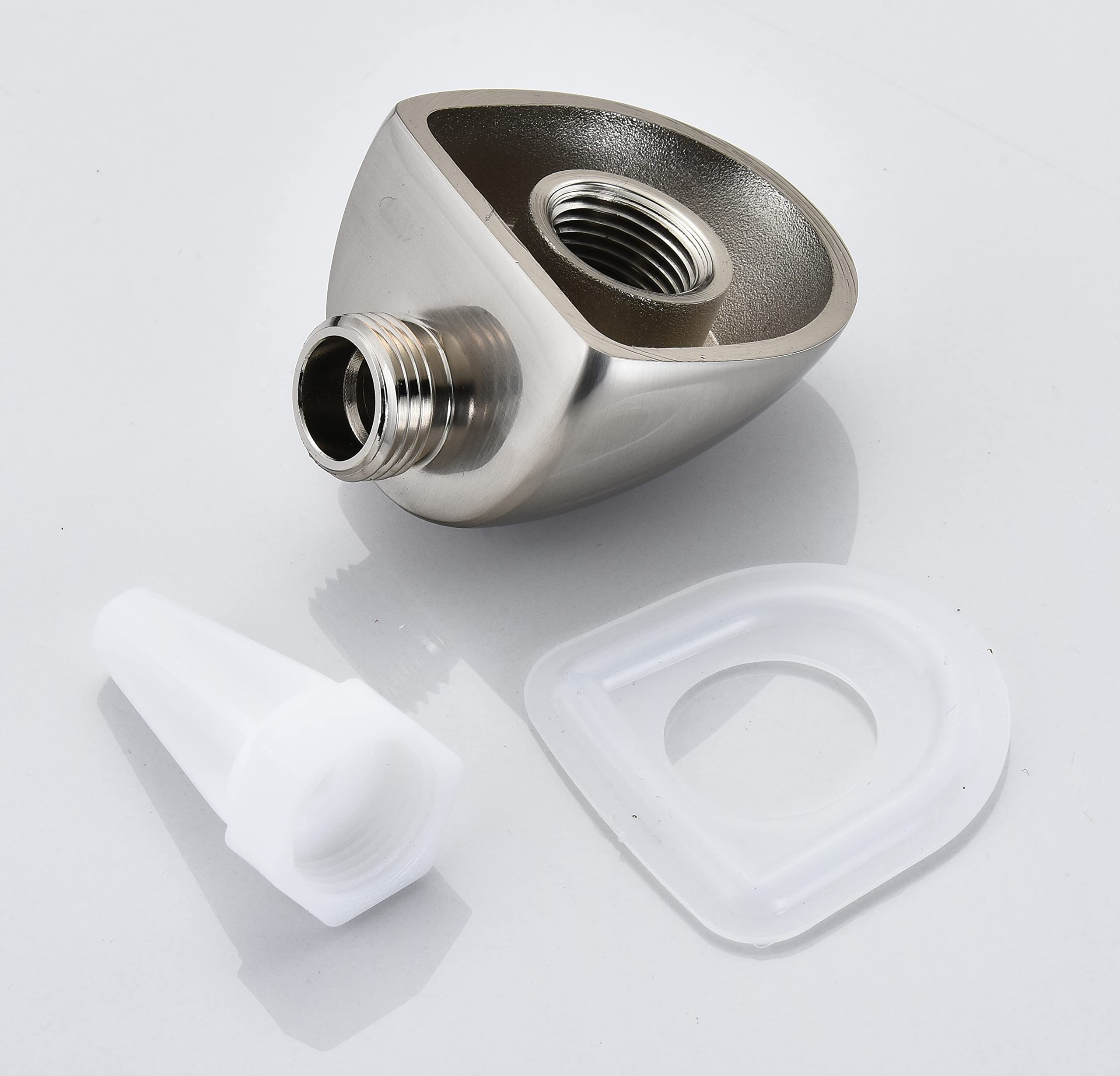 Tearel Brilliance stainless wall elbow compatible with standard shower hoses.
