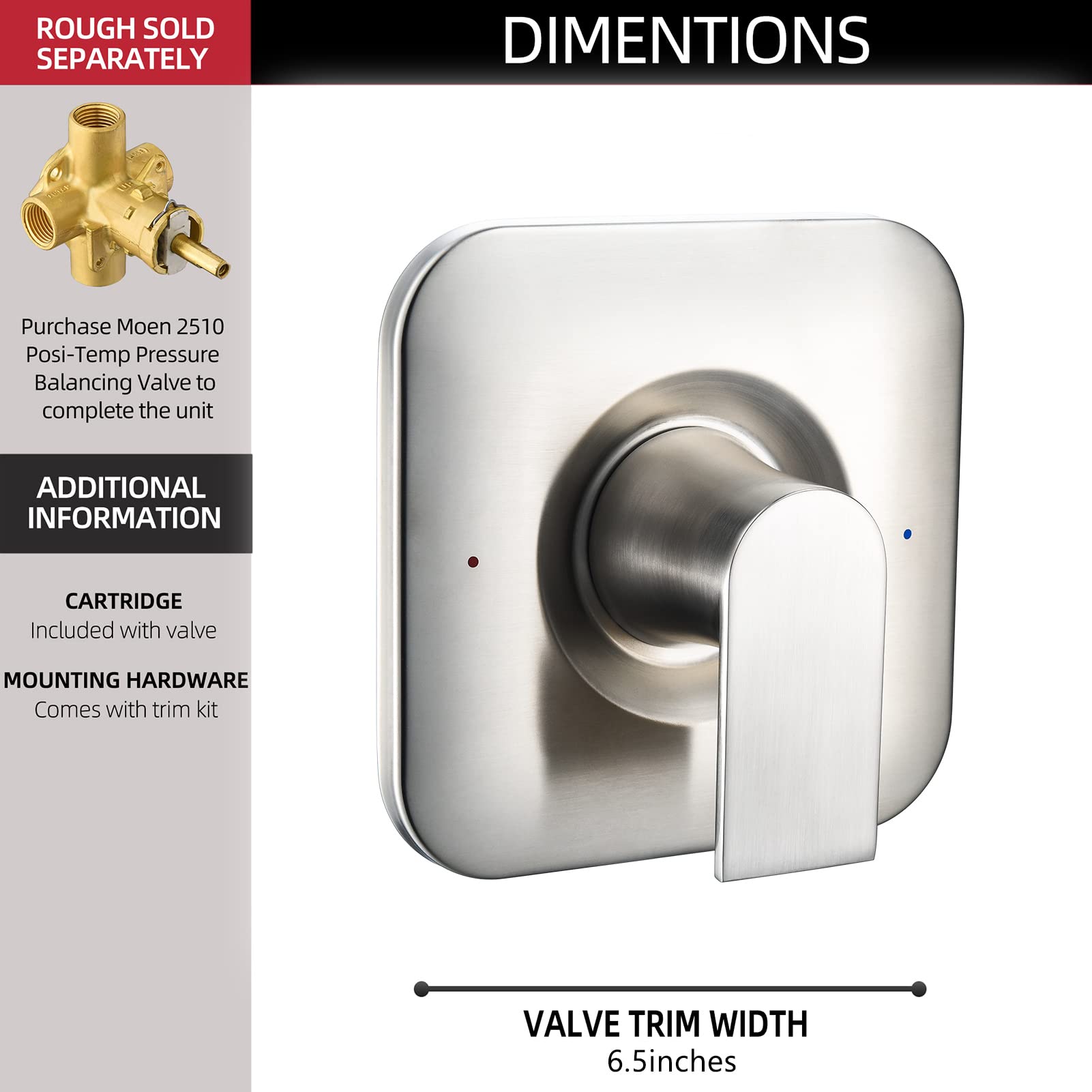 Tearel Moen T2471BN brushed nickel trim toggle close-up illustrates intuitive lever