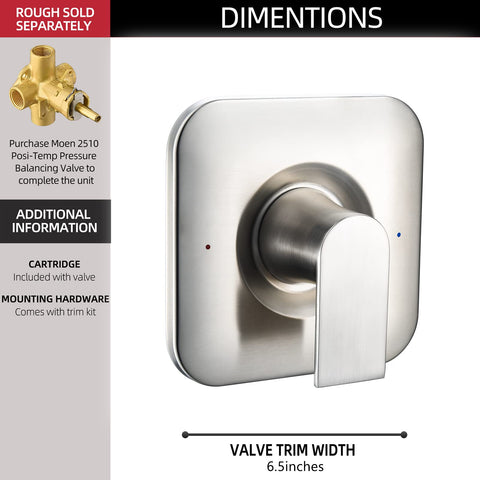 Tearel Moen T2471BN brushed nickel trim toggle close-up illustrates intuitive lever