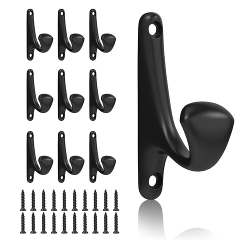 Tebgeag 10-pack wall hooks neatly organize coats and bags in the entryway.
