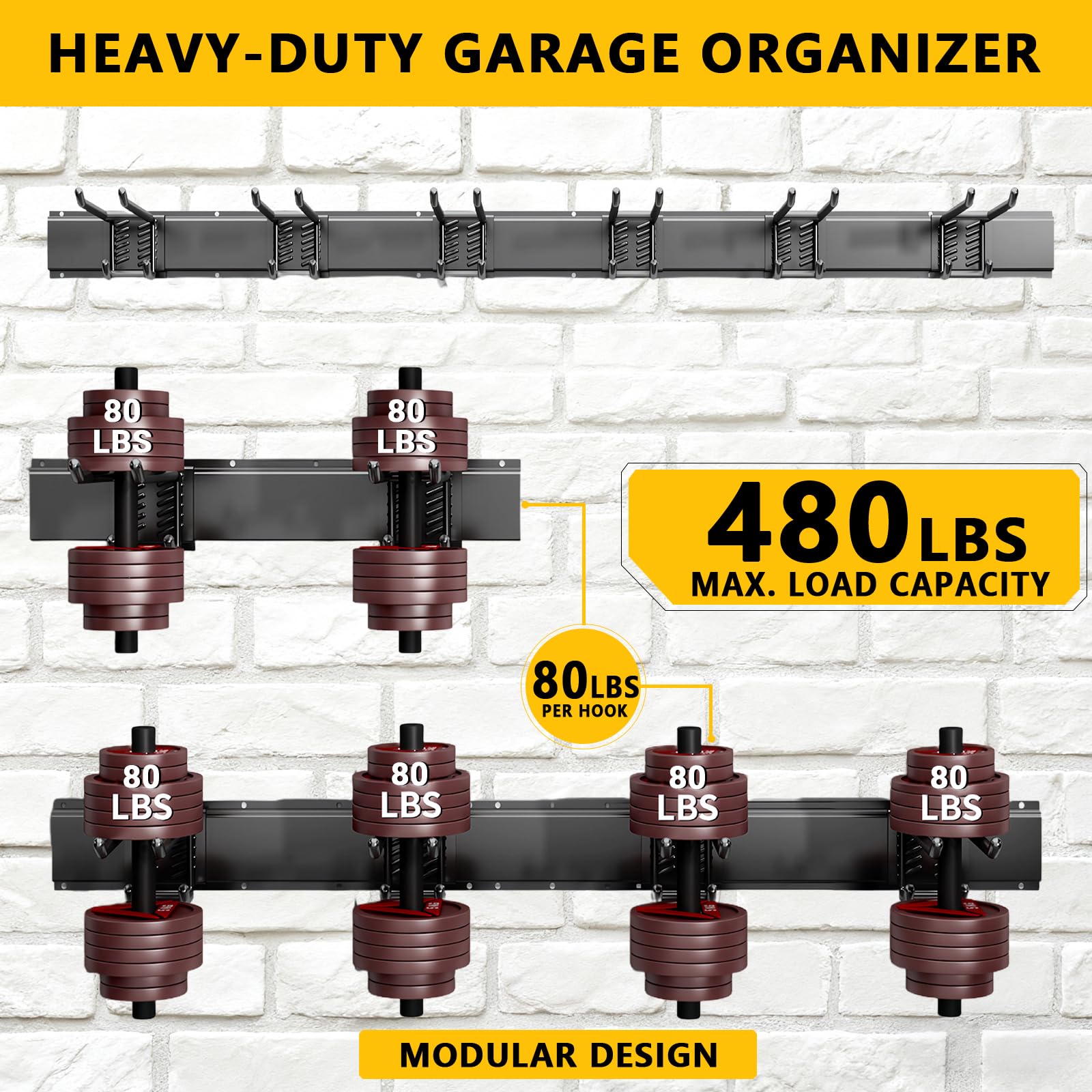Tebgeag heavy-duty garage storage system supports 300 lbs for sturdy organization.