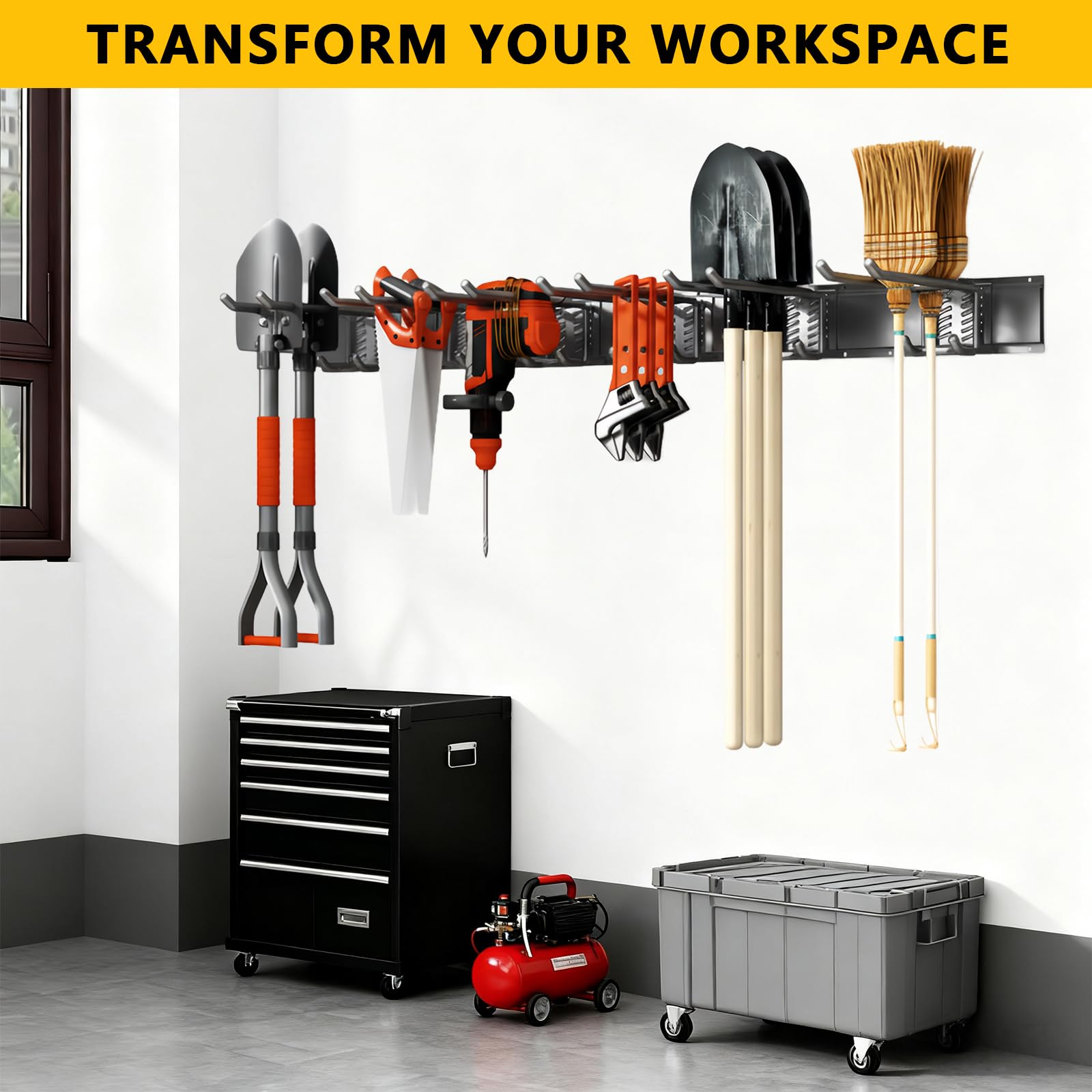 Tebgeag versatile garage organizer ideal for shed, workshop, or yard tool storage.
