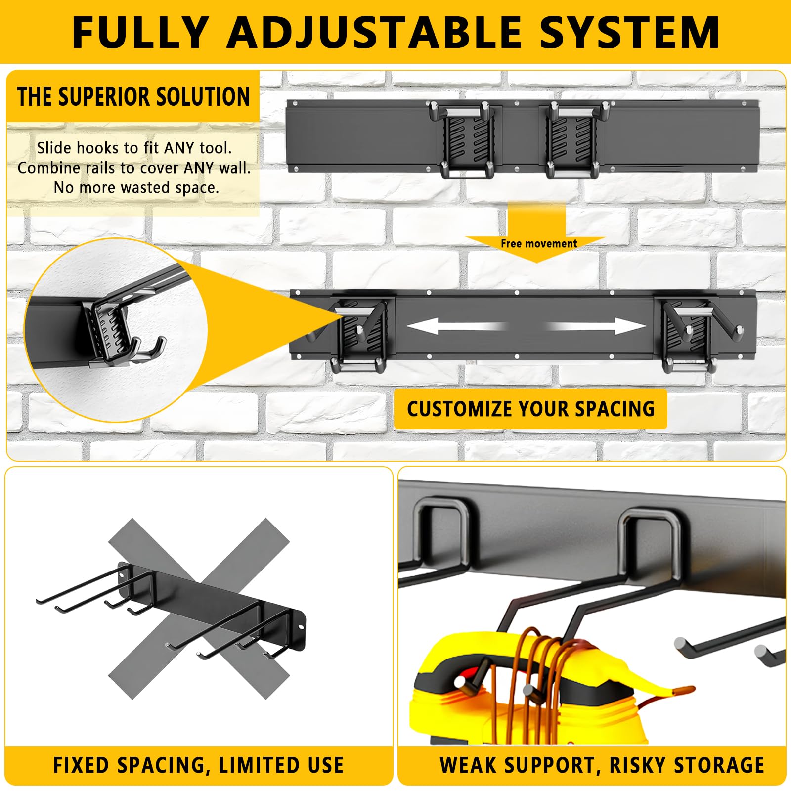 Tebgeag six adjustable hooks organize flexibly for full space customization.