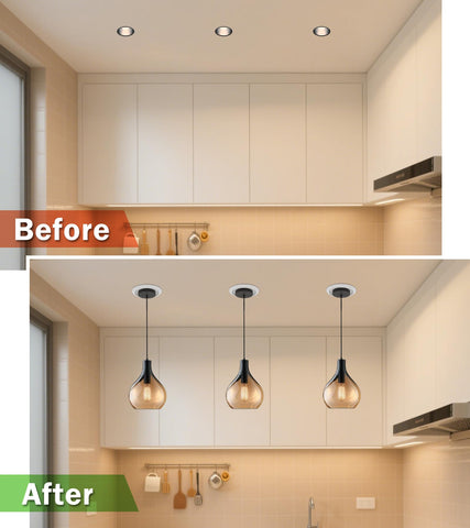 tebio 6-inch can housing compatibility supports pendant lights and small fixtures
