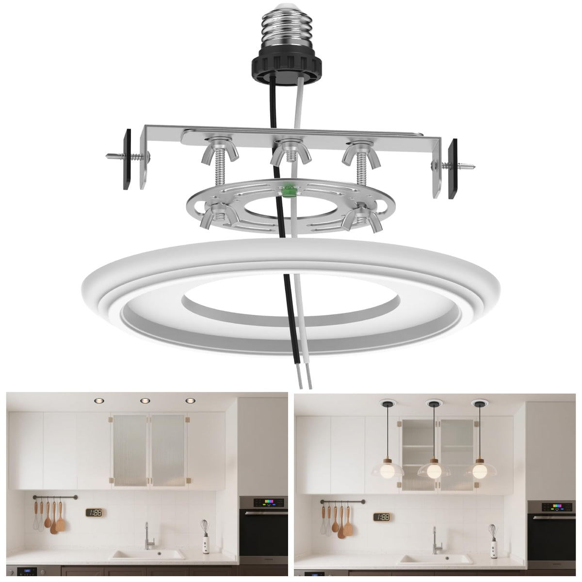 tebio 6-inch recessed conversion kit pendant installation for upgraded lighting flexibility