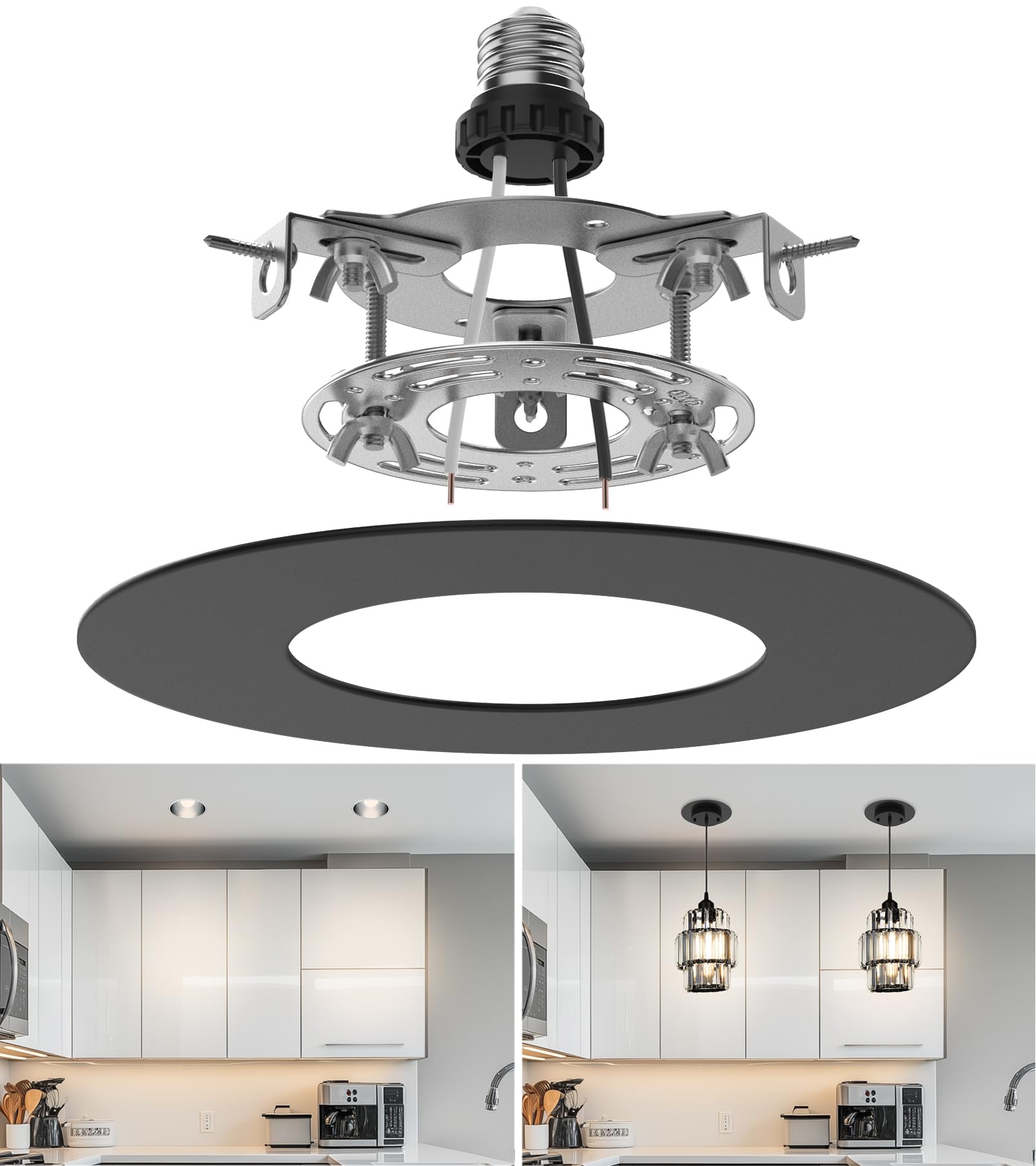 tebio pendant conversion kit with flat medallion for recessed cans