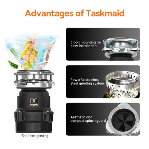 TECASA Taskmaid 3-bolt flange assembly for easy replacement with standard sink openings.