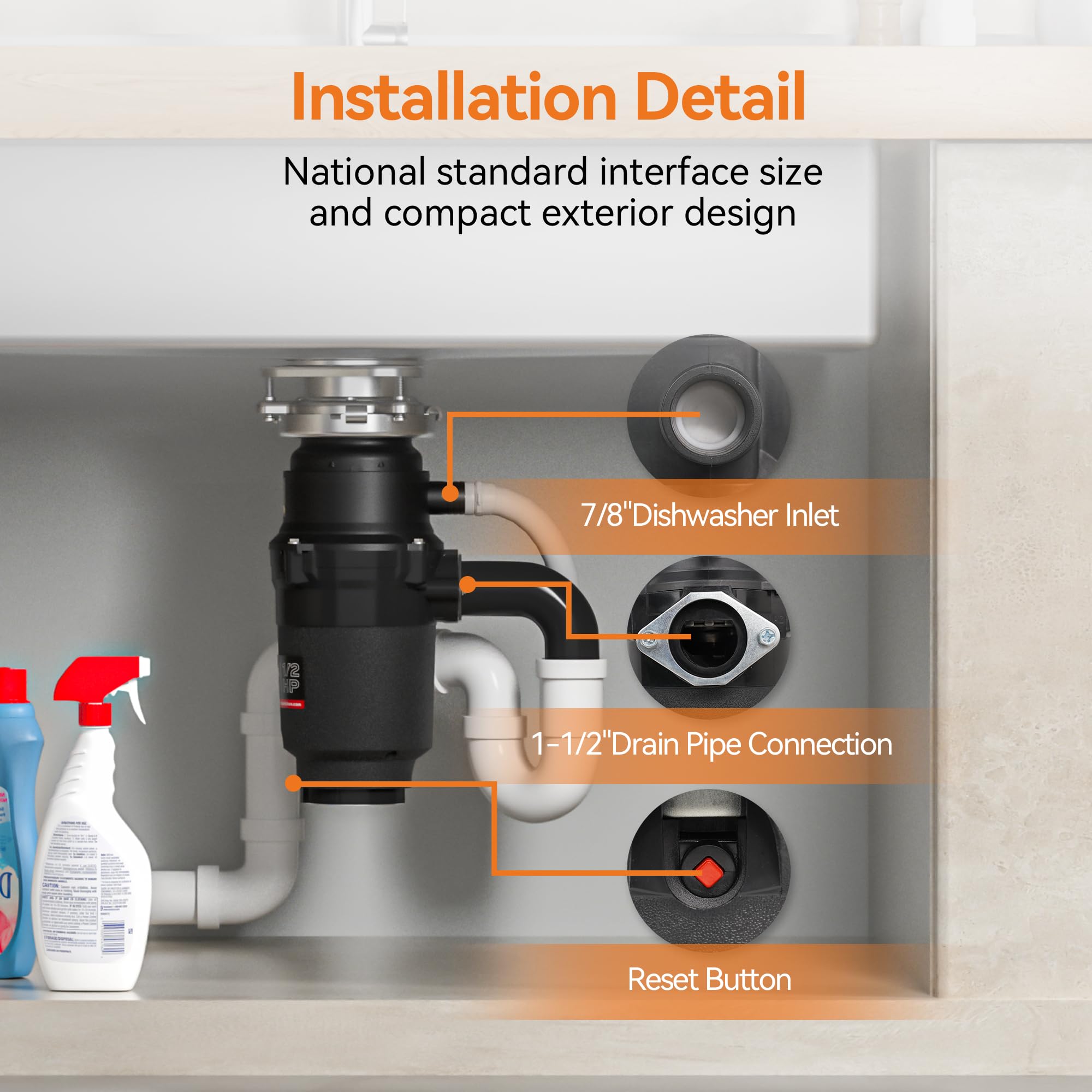 TECASA Taskmaid sound-insulated housing minimizes noise and splash during operation.