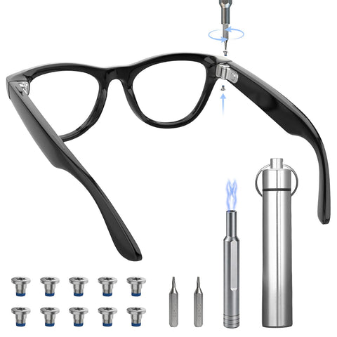 TECBUDD ray-ban-meta-screws-10-pack enables secure hinge alignment.