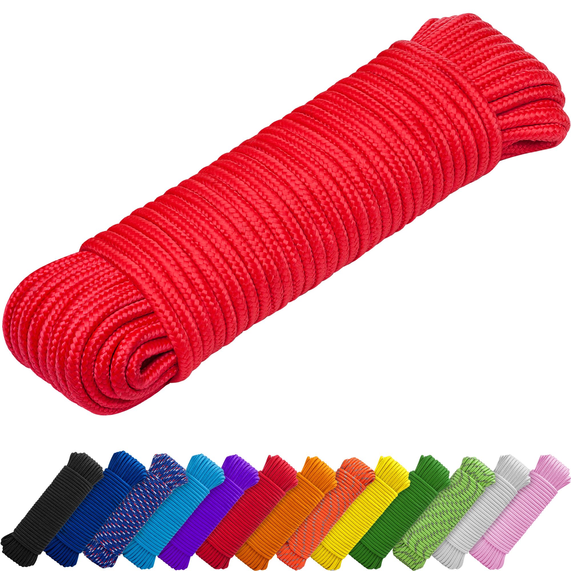 TECEUM rope 90ft red diamond braid for outdoor versatility