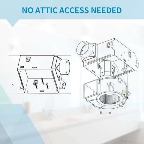 Tech Drive no attic access installation shown from room ceiling