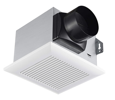 Tech Drive quiet bathroom exhaust fan front view showing compact ceiling unit for efficient moisture removal