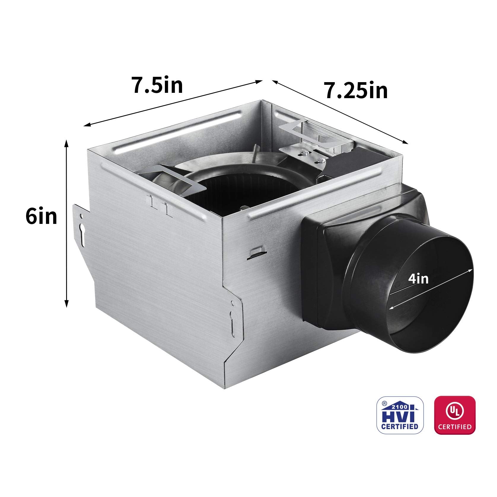 Tech Drive quiet bathroom exhaust fan in-use above tub demonstrates safe shower-grade installation
