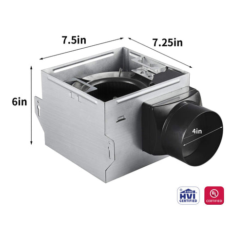 Tech Drive quiet bathroom exhaust fan in-use above tub demonstrates safe shower-grade installation