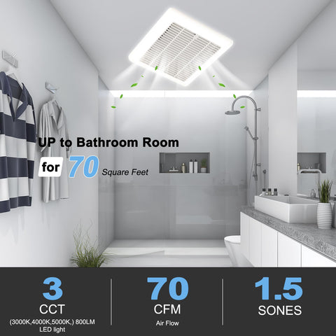 Tech Drive quiet exhaust fan with 800lm LED for a bright bathroom