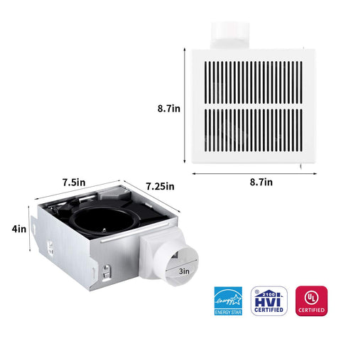Tech Drive quiet ceiling fan cover ensures discreet operation during showers
