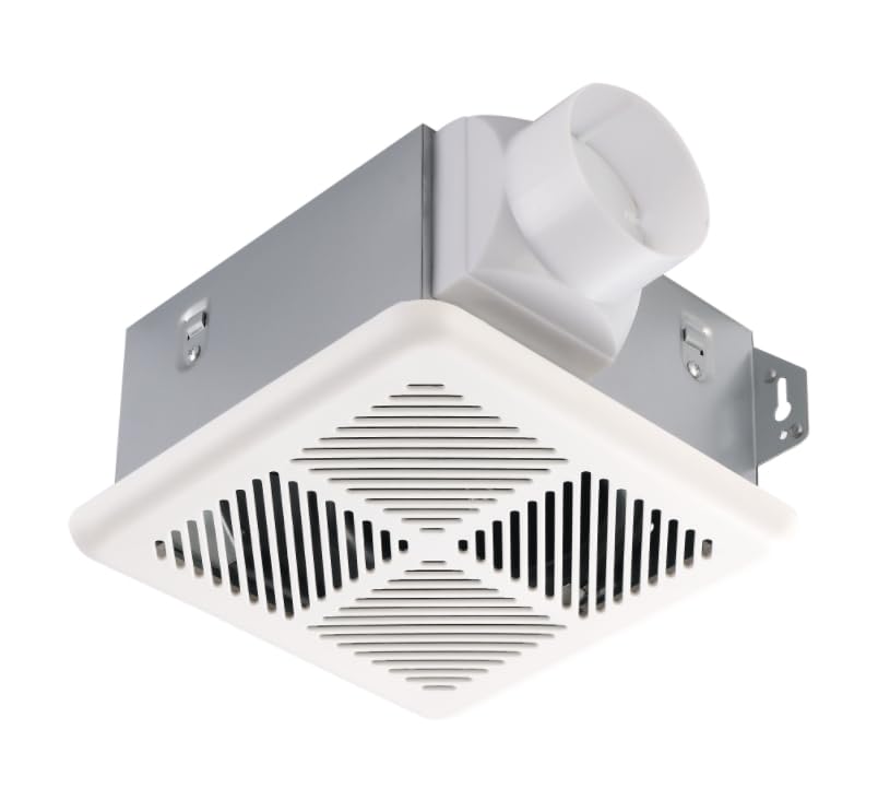 Tech Drive very quiet bathroom exhaust fan delivering 50 CFM for moisture control.