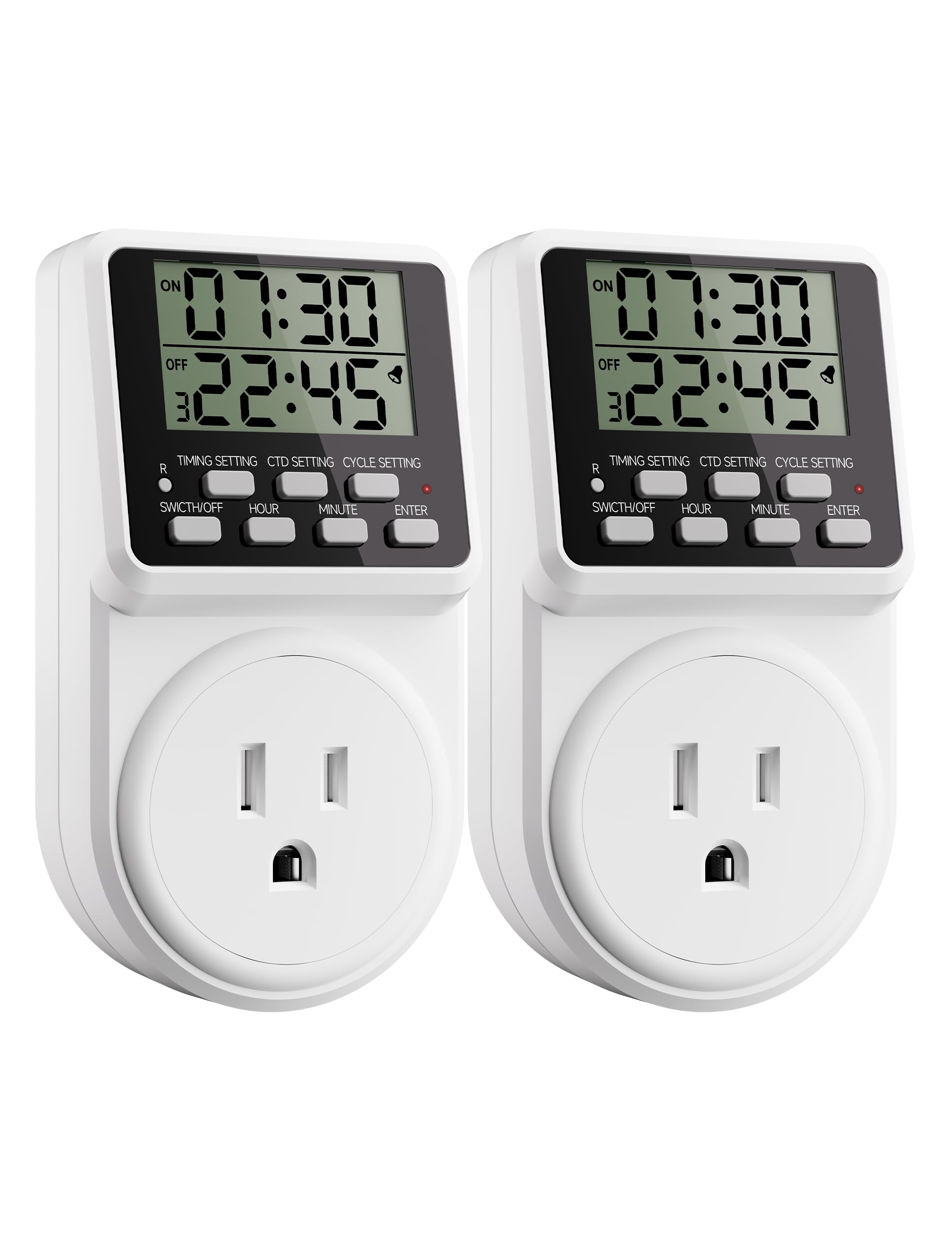 Techbee indoor timer front view with 24-hour programmability for daily scheduling.