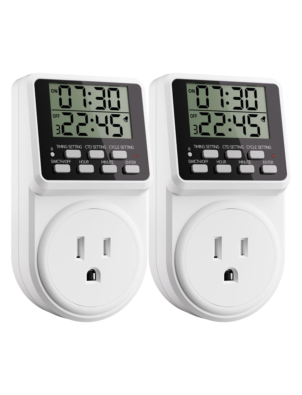 Techbee indoor timer front view with 24-hour programmability for daily scheduling.
