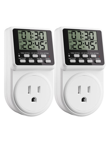 Techbee indoor timer front view with 24-hour programmability for daily scheduling.