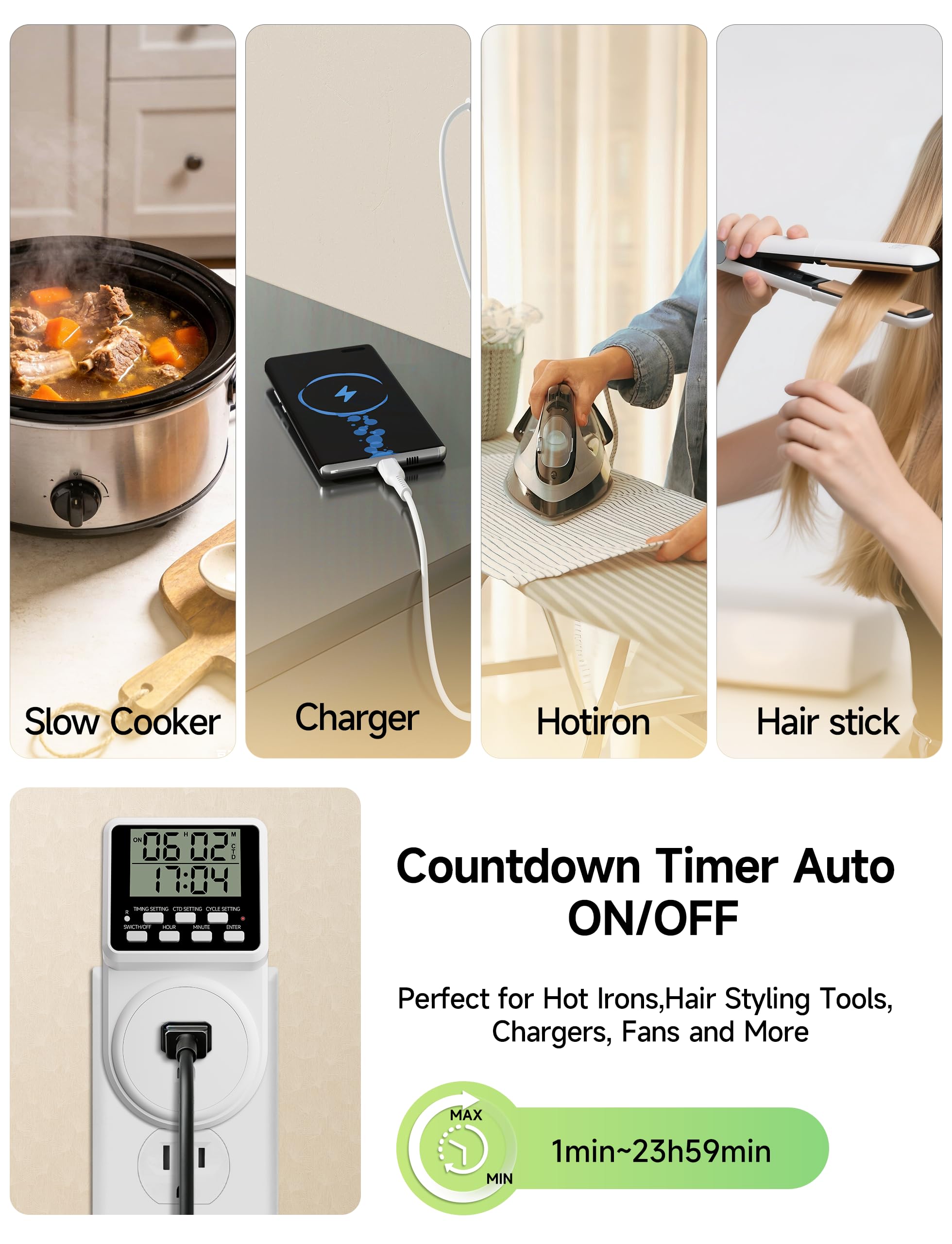 Techbee timer button close-up emphasizes simple operation.