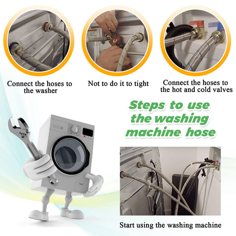 Techecook 6ft hose set ready for laundry-room installation in tight spaces.