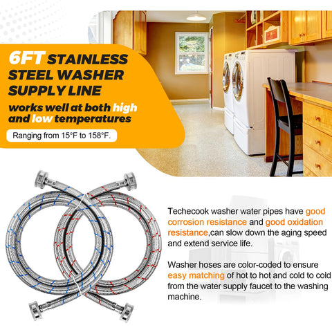 Techecook universal 3/4-inch NPT connection fits most standard washers.