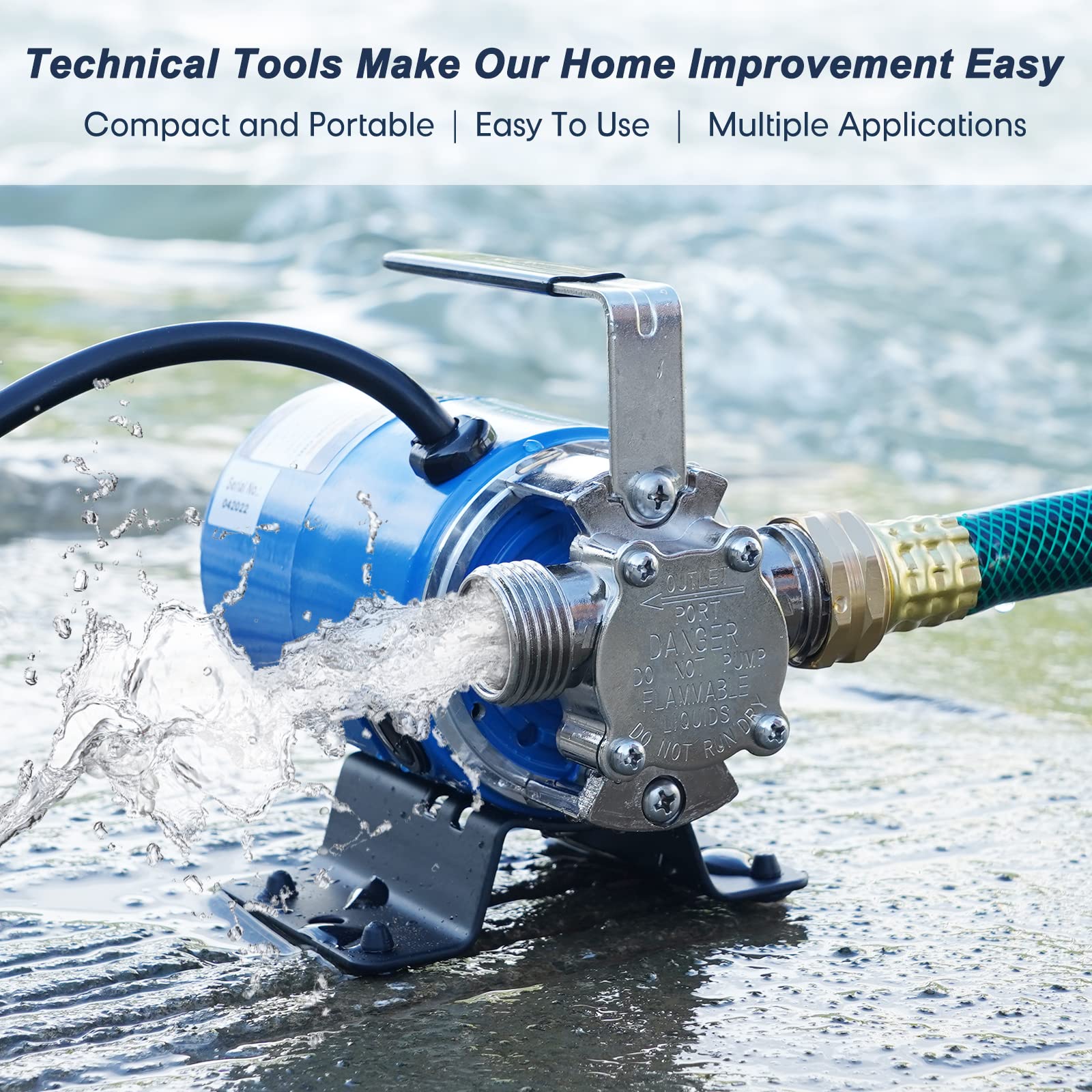 TecHome Pump with Hose basement drain use for flood cleanup.