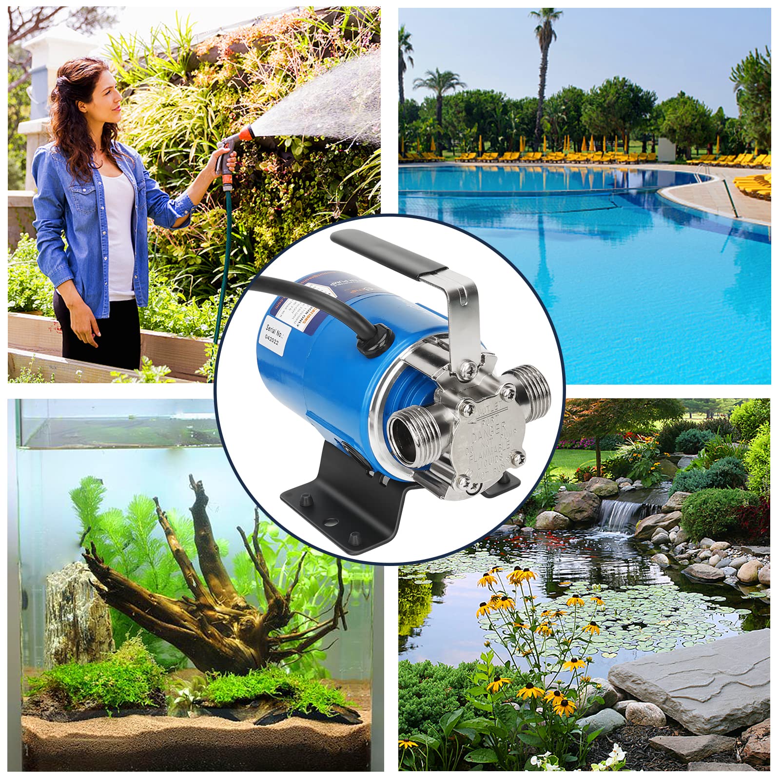 TecHome Pump with Hose garden watering and yard tasks.