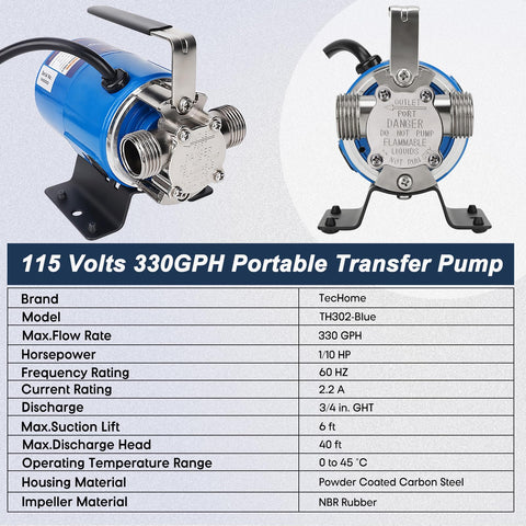 TecHome Pump with Hose portable-handle design makes it easy to carry.