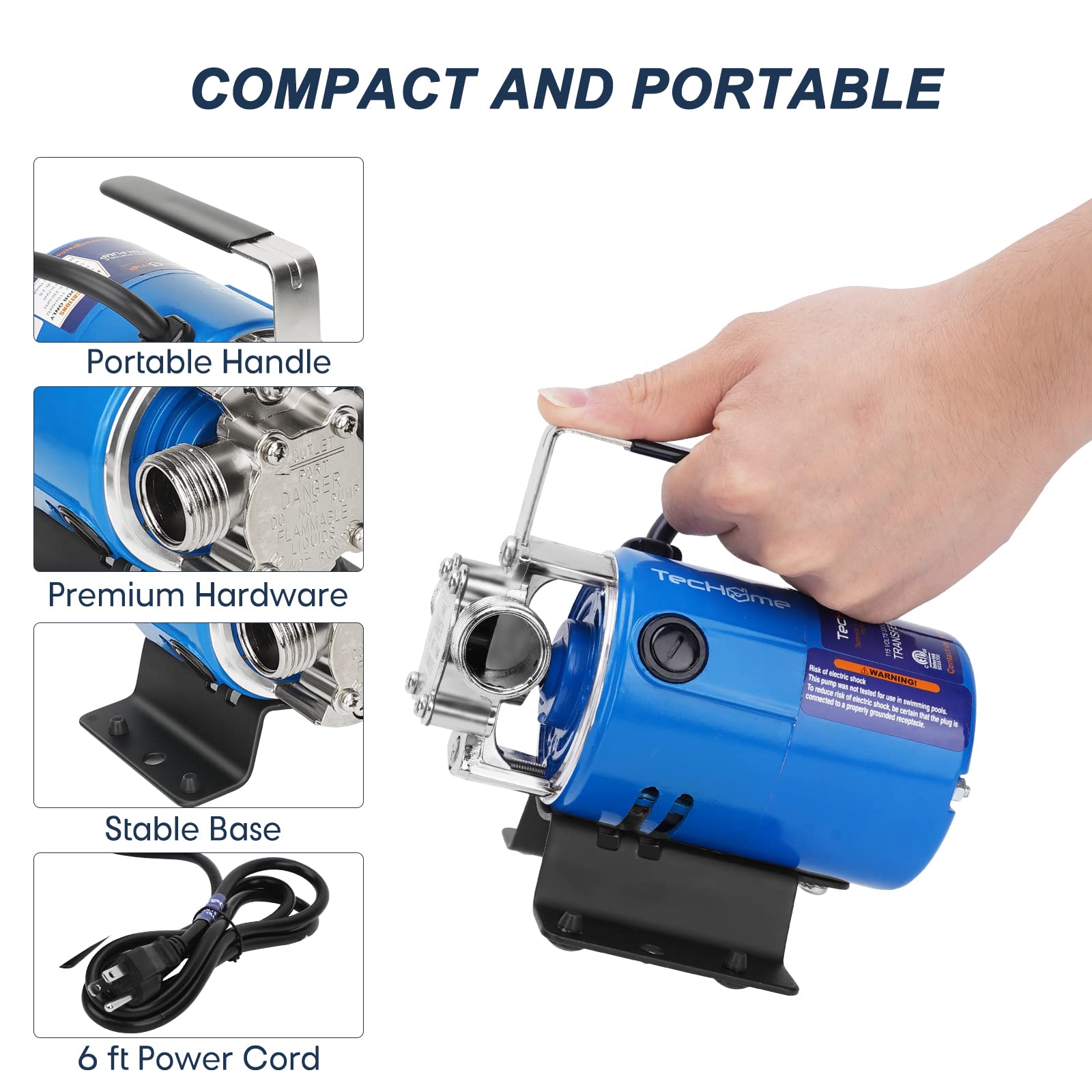 TecHome Pump with Hose suction hose kit enables flexible water extraction.