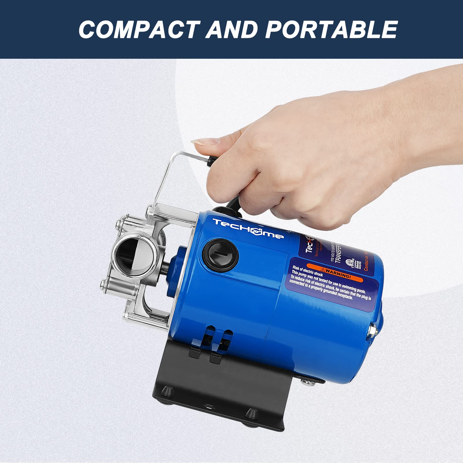 TecHome water pump with on/off switch for easy control.