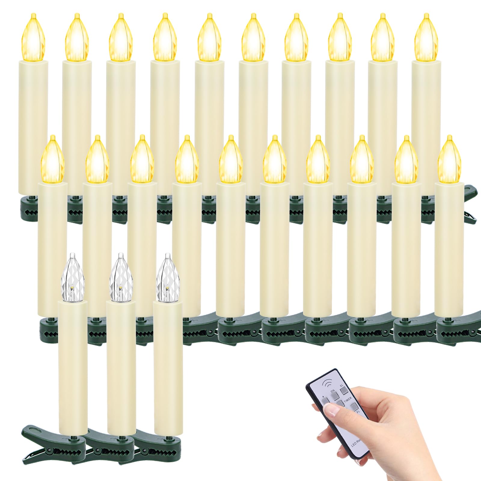 TECHLONG flickering Christmas tree candle clip-on for safe, warm ambiance